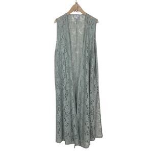 NWOT Lularoe Light Green Lace Longline Joy Vest Size Large